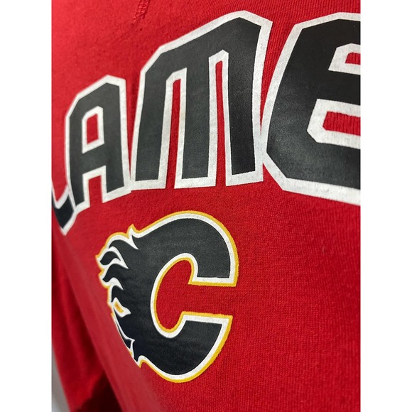 Calgary Flames Hoodie Mens M Black Red Hoodie NHL Hockey Reebok - Picture 12 of 14